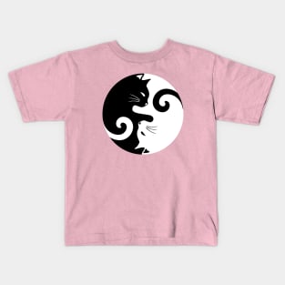 Ying Yang Cats - Black and white Kids T-Shirt